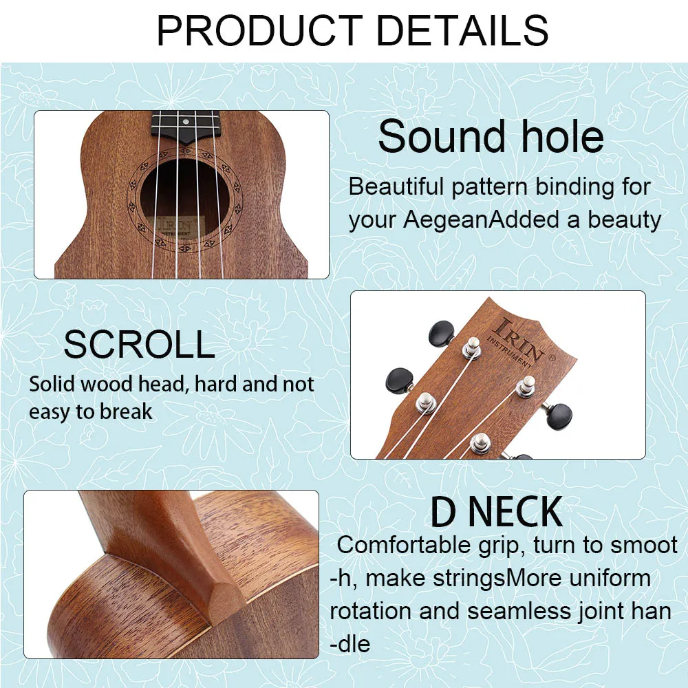 Укулеле из красного дерева 21 дюйм сопрано с сумкой для переноски|Укулеле| |