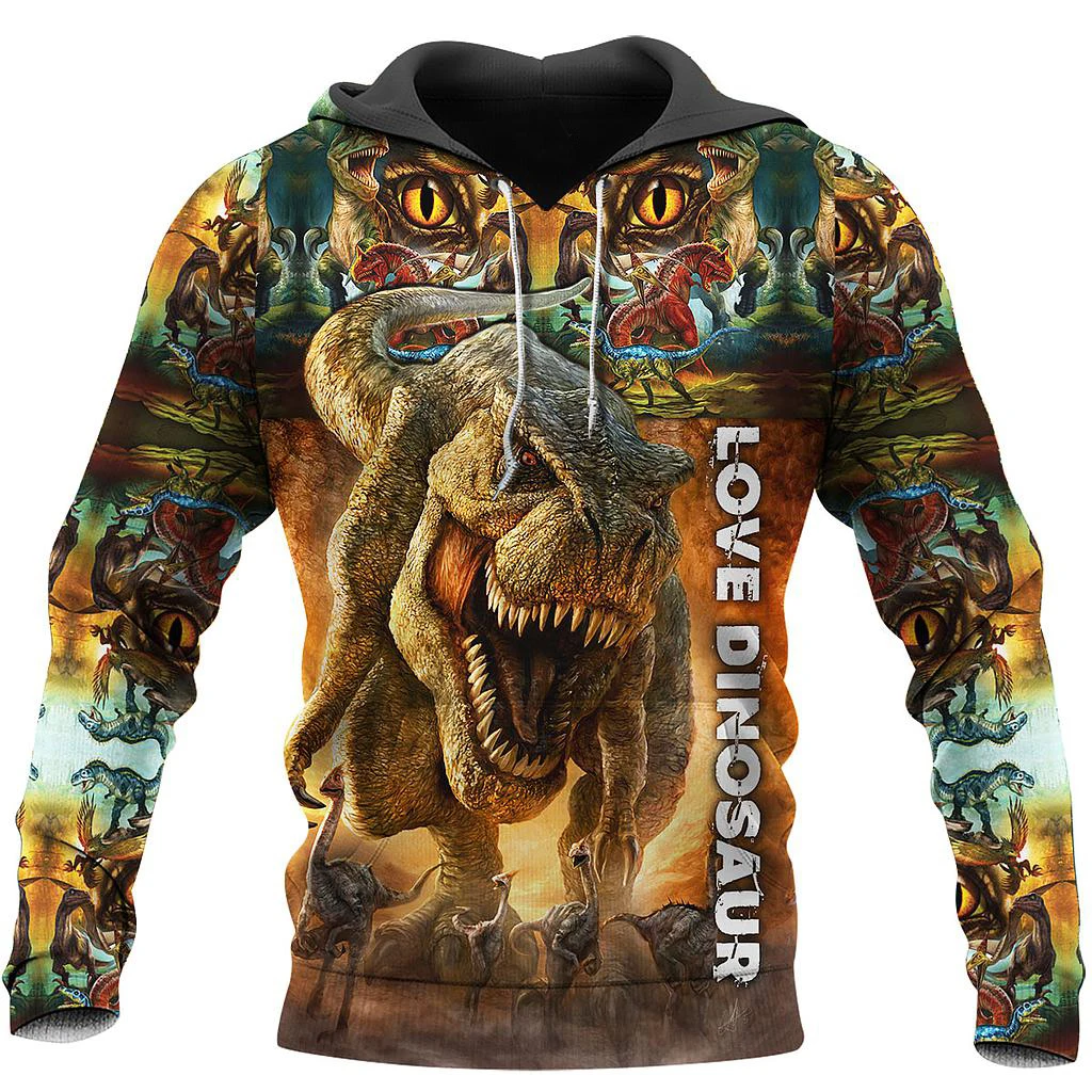 

Женская/мужская повседневная толстовка с капюшоном Love Dinosaur 3D