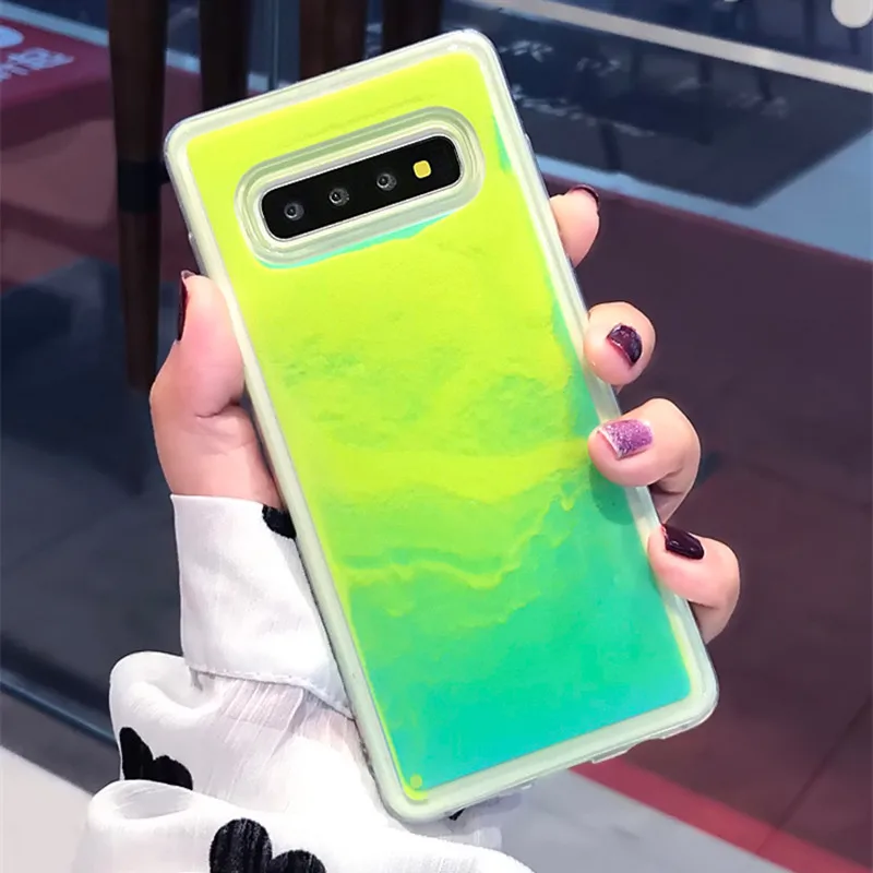 Моллюски светящиеся неоновые песком чехол для телефона Samsung Galaxy S8 S9 S10 Plus Note 8 9