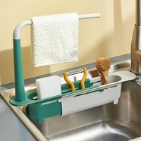 net red telescopic sink shelf kitchen sinks organizer soap towel sponge holder drain rack storage basket gadgets accessories