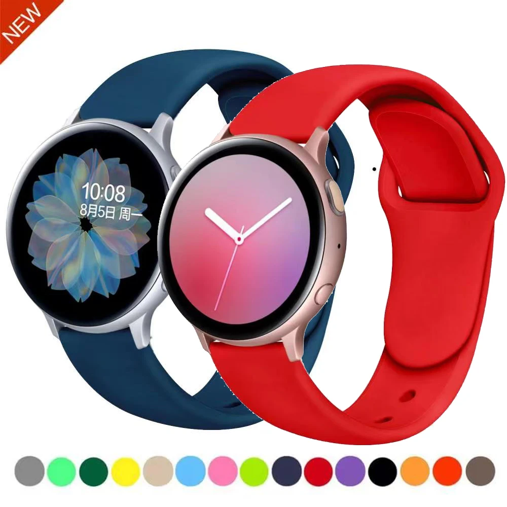 

22mm 20mm Silicone strap For Samsung Galaxy watch 3 Active 2 Huawei watch GT Comfortable replacement strap for Amazfit GTR 47mm