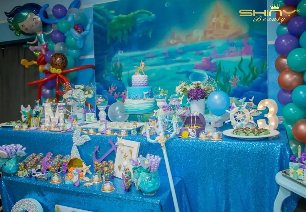 ShinyBeauty 90x132-Inch-225x330CM Квадратная бирюзовая скатерть с блестками, сверкающий стол с блестками-больше вариантов цвета-R