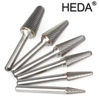 6 16mm engraving heads hand tools sets l series tungsten carbide burr bit rotary files wood carving cutter for grinding metal