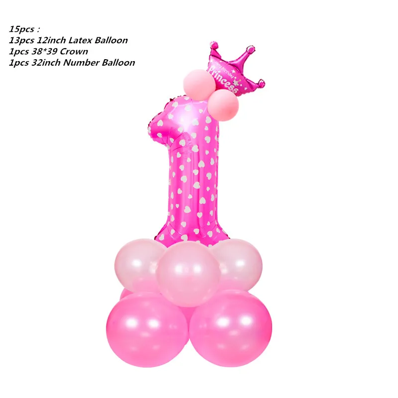 15pcs pink set 12 месяцы фоторамка баннер Baby 1st декорации с днем рождения Baby Shower 1st для маленьких мальчиков девочек мой первый год вечерние поставки - Цвет: 15pcs pink set