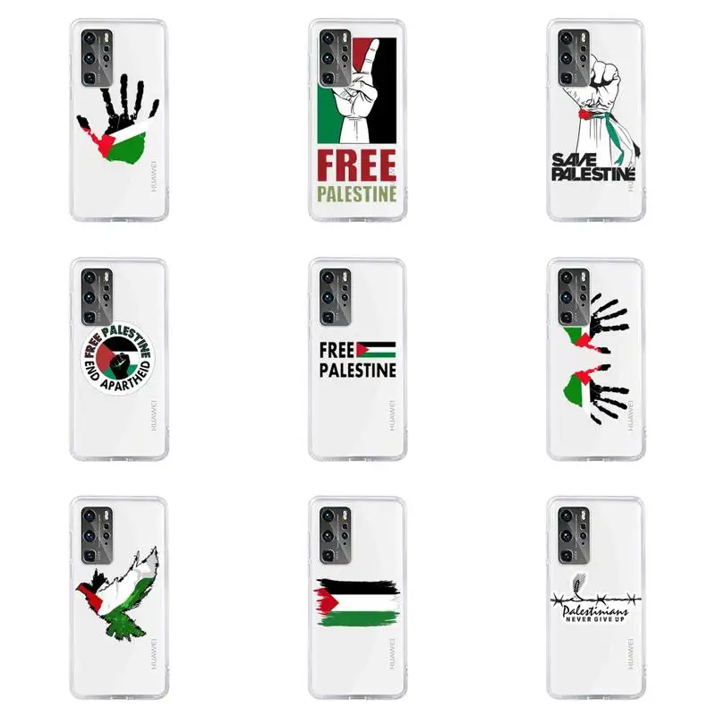 

Free palestine Phone Case For Huawei P40 P30 P20 Mate Honor 10i 30 20 i 10 40 8x 9x Pro Lite Transparent Cover