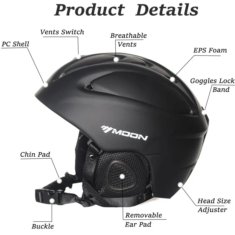 MOON Skiing Snowboard Helmet мужской зимний взрослый скейтборд оборудование для спортивной