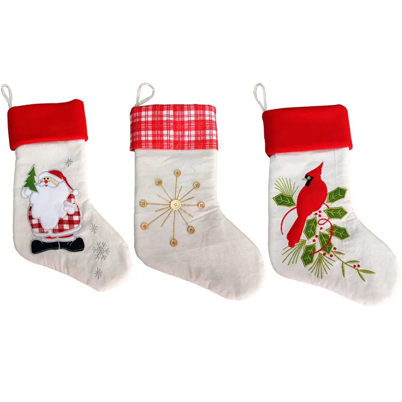 LL 3PCS 43x19x25cm Новые рождественские чулки носки Санта Клауса подарок Рождественская елка украшения Висячие украшения держатели для подарков дети конфеты мешок - Цвет: LL 3PCS 43x19x25cm
