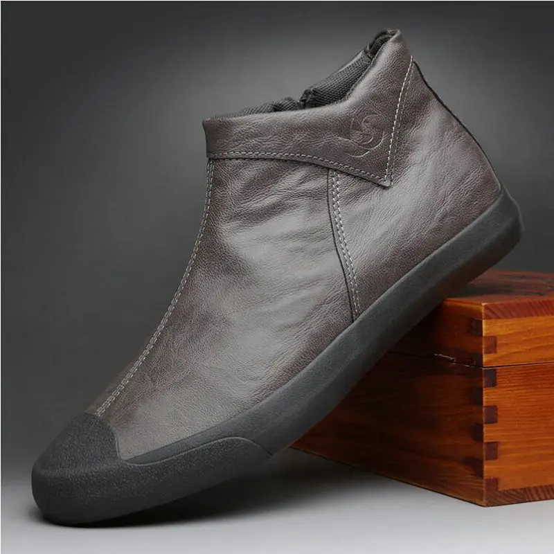 Кроссовки мужские зимние на меху лоферы повседневная кожаная обувь плоской