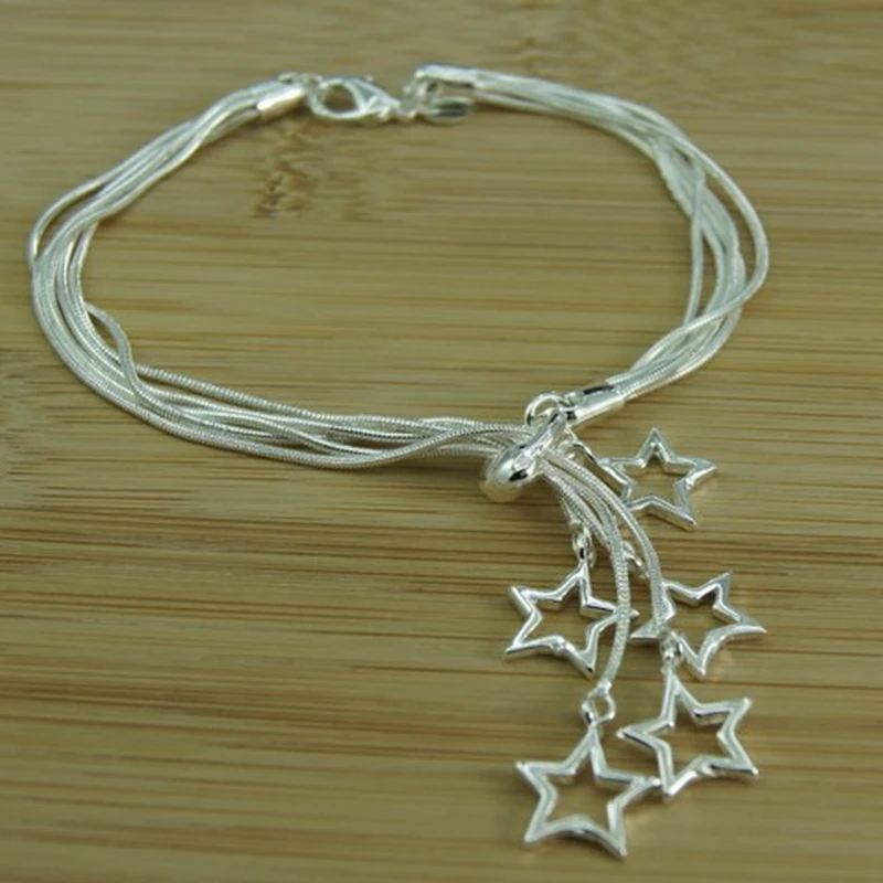 

Men And Women 925 Sterling Silver Bracelet Fashion Silver DIY Bracelet Jewelry Gift