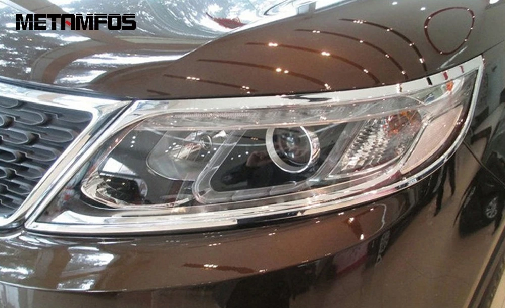 Хромированная накладка на переднюю фару для Kia Sorento SUV 2014 2015|hood cover|head light coverkia sorento