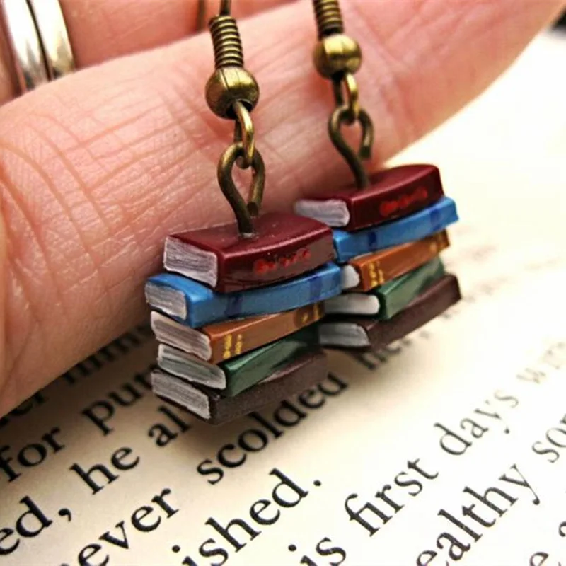 

Irregular Retro Multicolor Earrings Pile Of Books Irregular Creativity Books Earrings Holiday Anniversary Fashion Women Jewelry