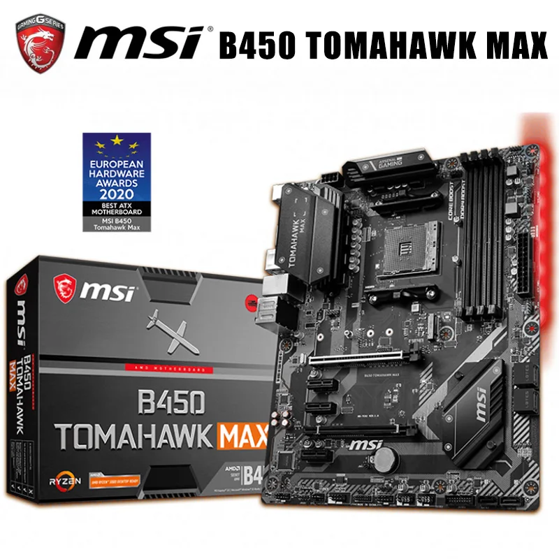 لوحة أم طراز AM4 MSI B450 TOMAHAWK MAX لوحة أم PCI-E 3.0 DDR4 64 جيجا بايت M.2 SATA3 DVI USB3.2 سطح المكتب AMD B450 بلاسا-mالواح AM4 ATX جديد