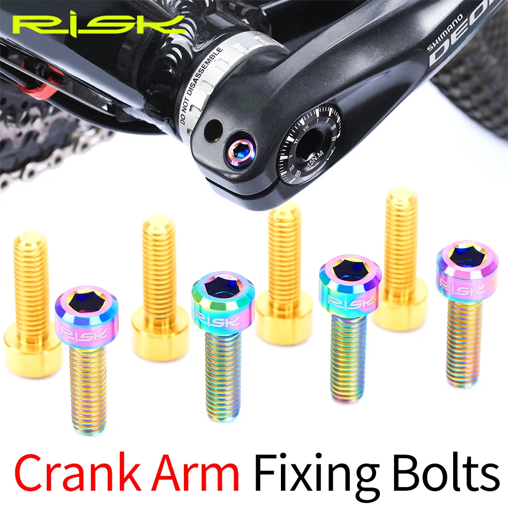 

RISK 2pcs M6*18mm MTB Bicycle Titanium Alloy Crank Bolt Disc Brake Caliper Fixing Screws for Road Mountain Bike Crank Lock Screw