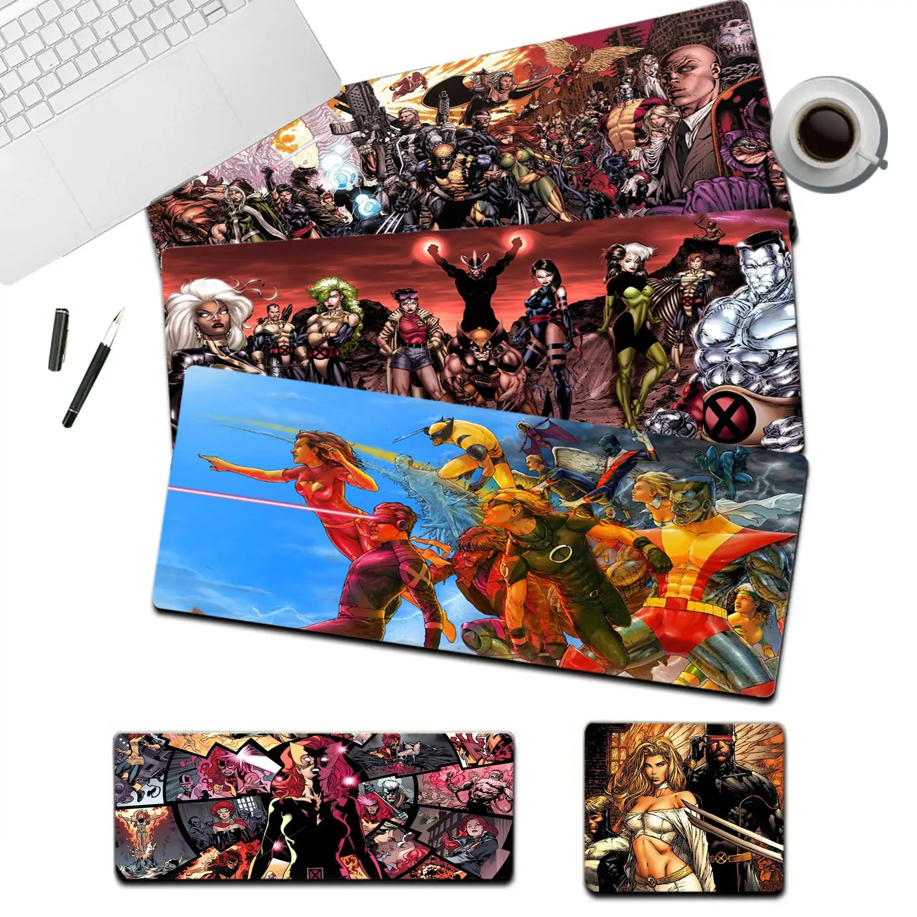 

Модный прочный резиновый коврик для мыши X-Men из мультфильма Disney, Настольный коврик для мыши с большими краями, с блокировкой краев, для геймп...