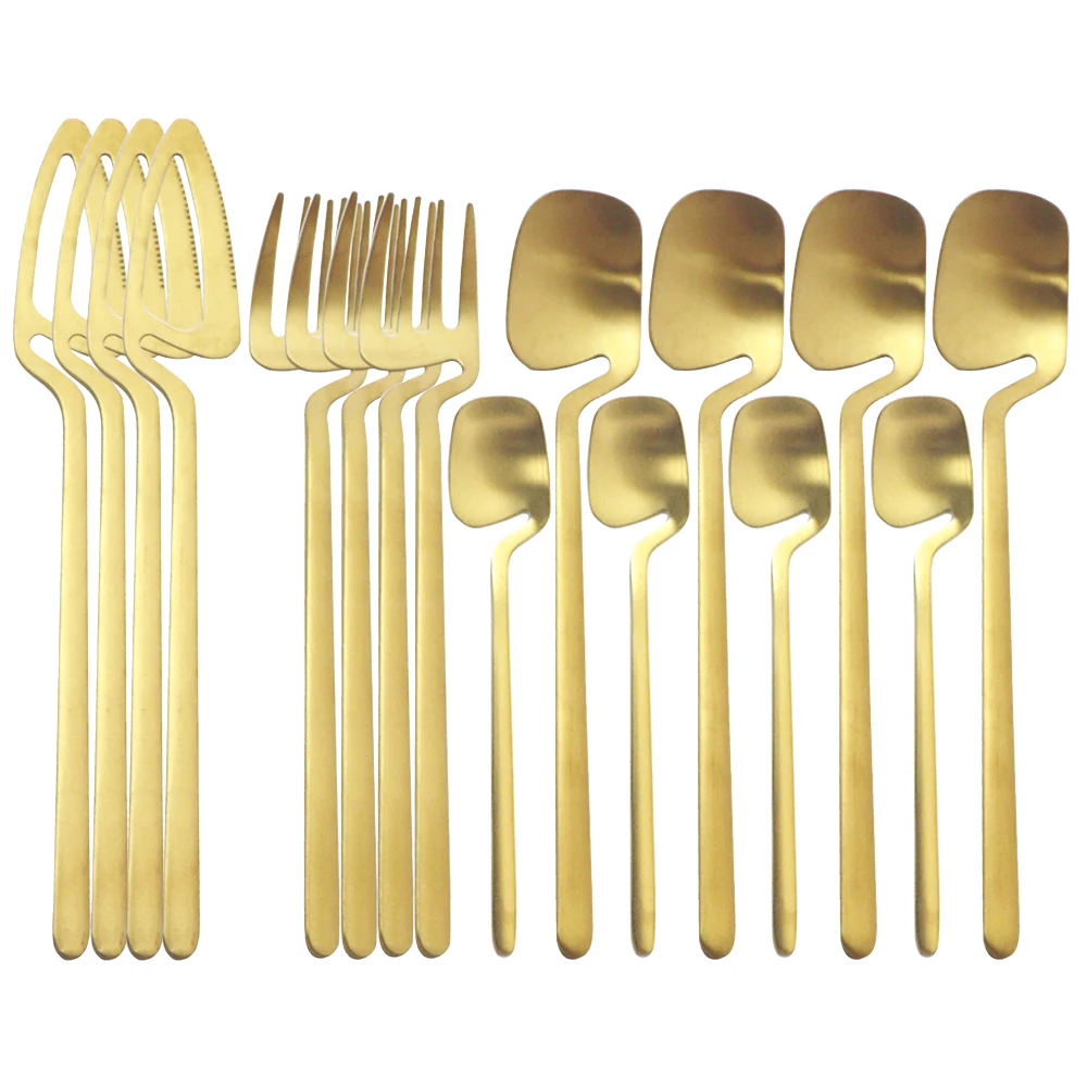 16 шт./компл. ножи вилка кофейная ложка набор посуды столовых приборов золотистого