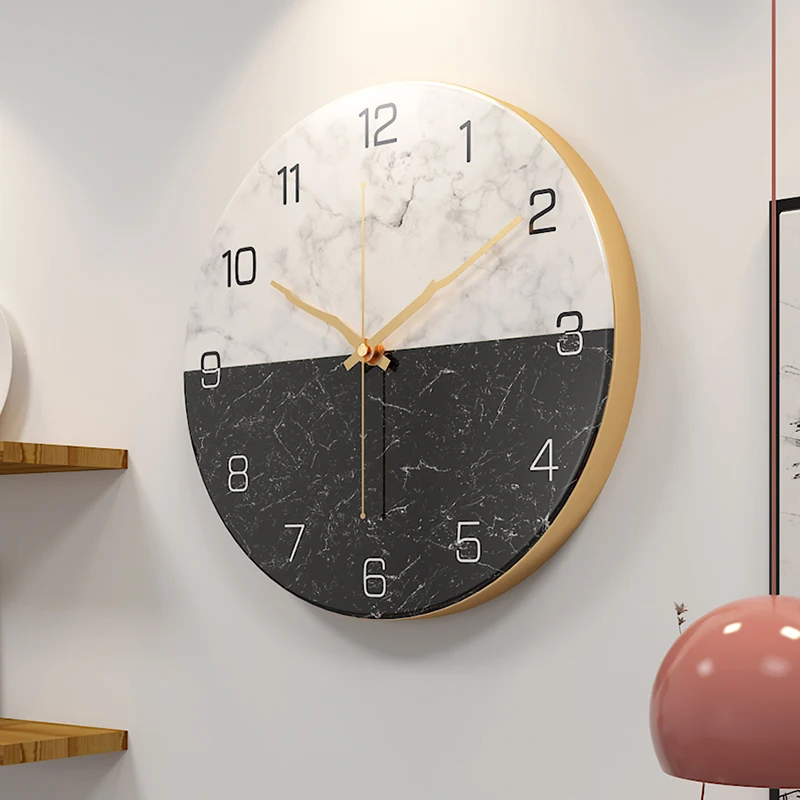 

Creative Simple Wall Clock Metal Mute Round Luxury Living Room Wall Clock Modern Design Nordic Reloj Pared Home Decor EC50WC