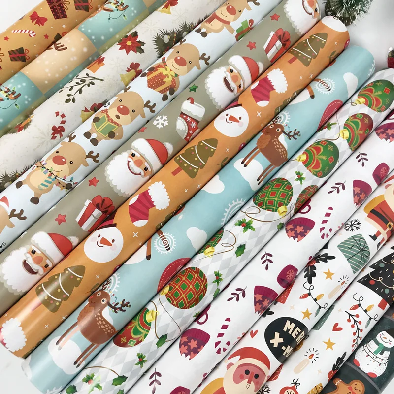 

50sheet New Christmas Wrapping Paper Craft 80g Coated Gift Paper 51*75cm DIY Gift Packaging Scrapbook Paper Cardstock