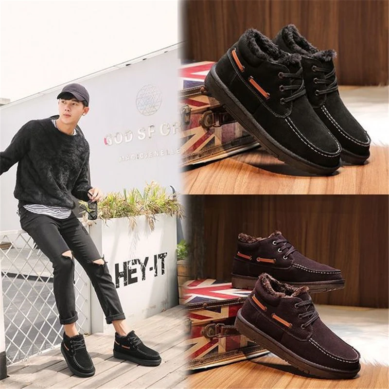 

New Men Boots Winter Fur Super Warm Snow Boots Non-Slip Wearproof Footwear Fashion Ankle Shoes Winter Snow Waterproof Men Shoes