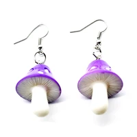1 pair fashion women sweet fresh handmade plastic simulation mushroom long pendant earring jewelry accessories gift