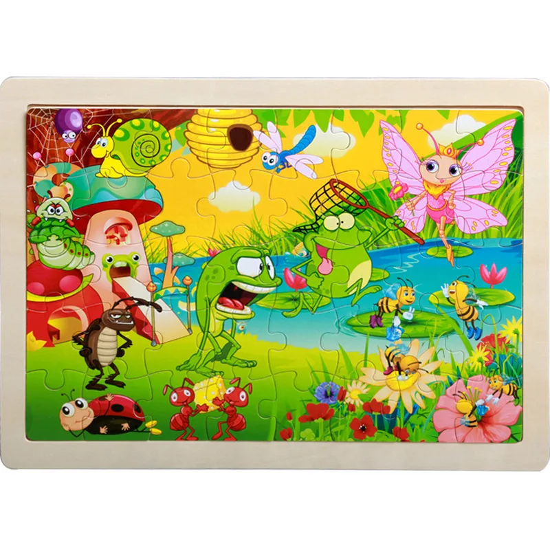 Детский деревянный пазл 40 шт. Мультяшные животные стерео детские игрушки для 0- 5