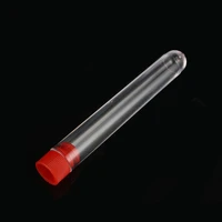 10 pcs 12x75mm lab transparent hard plastic test tube with plug cap round bottom office school laboratory equipment single use