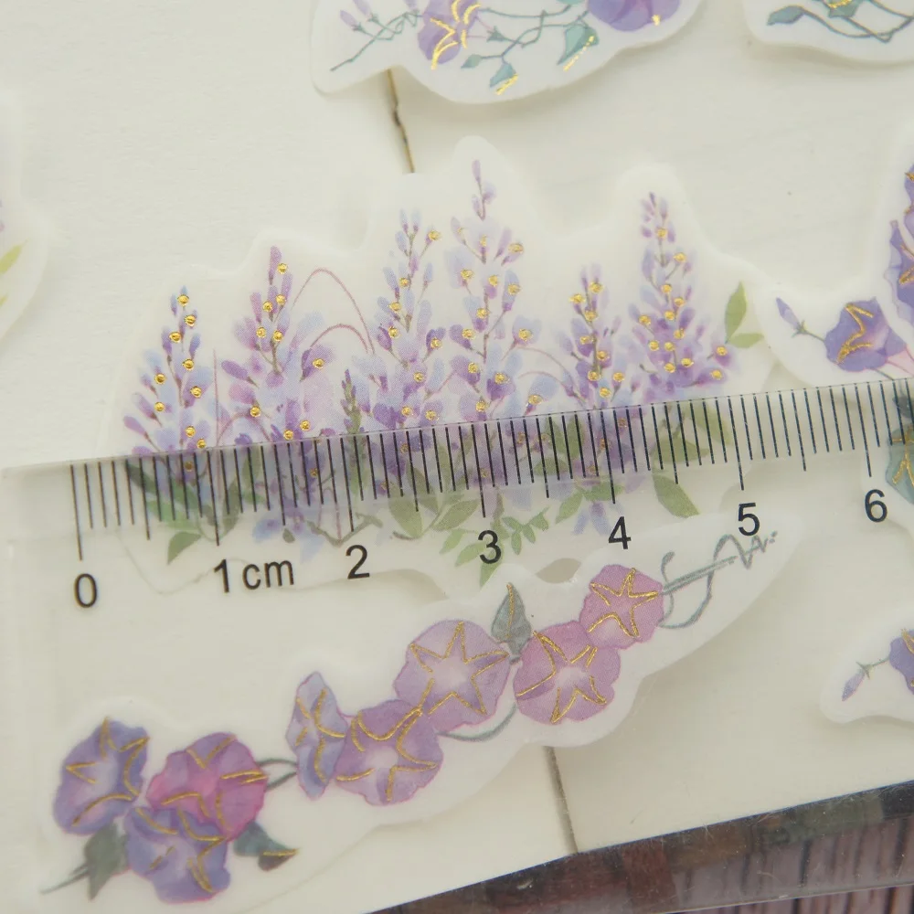 38 шт Золотой Фиолетовый Morning Glory Wisteria стиль бумажная наклейка для скрапбукинга прозрачная бирка этикетка украшение бирка