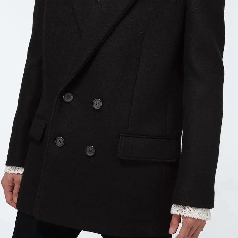 Мужской свободный двубортный костюм твидовое пальто повседневное тонкий и