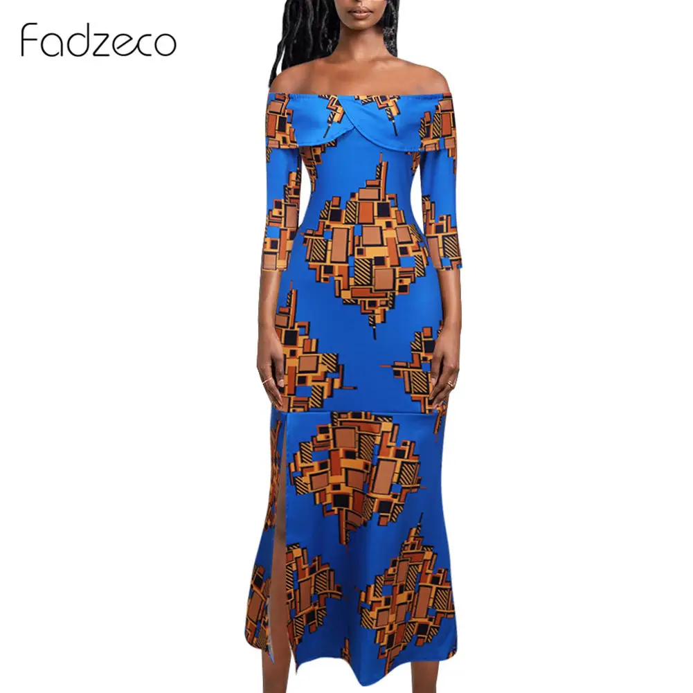 Женское длинное платье Fadzeco осеннее макси в африканском стиле с полурукавами