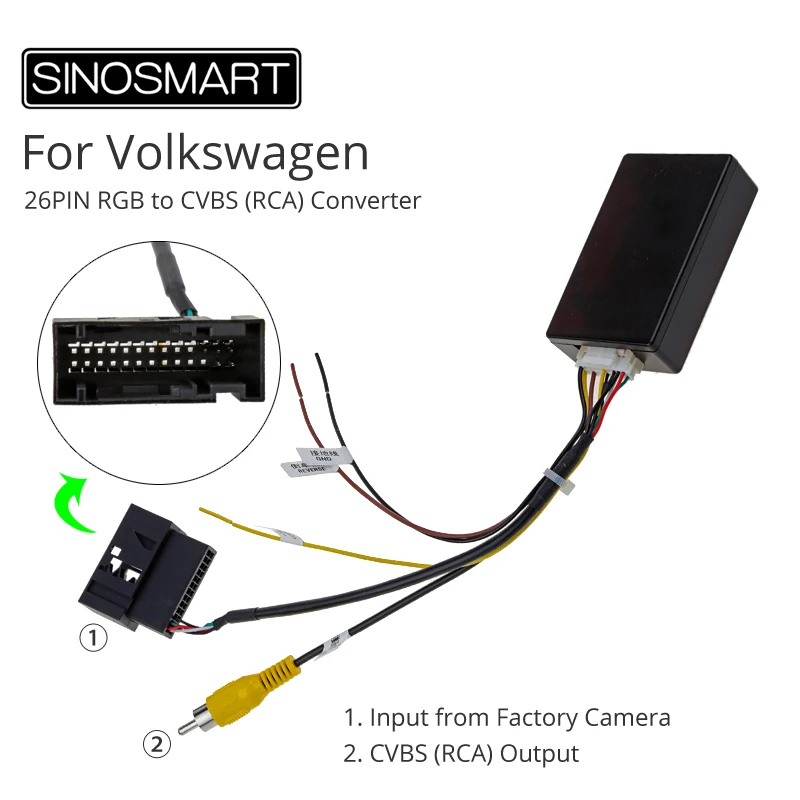 Конвертер 26 контактный RGB в CVBS (RCA) AV для Volkswagen Заводской Оригинальный выход камеры
