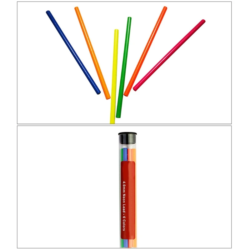 

Mechanical Pen 4.0mm Thick Color Refill Neon Lead 6 Colors Sketch Erasable
