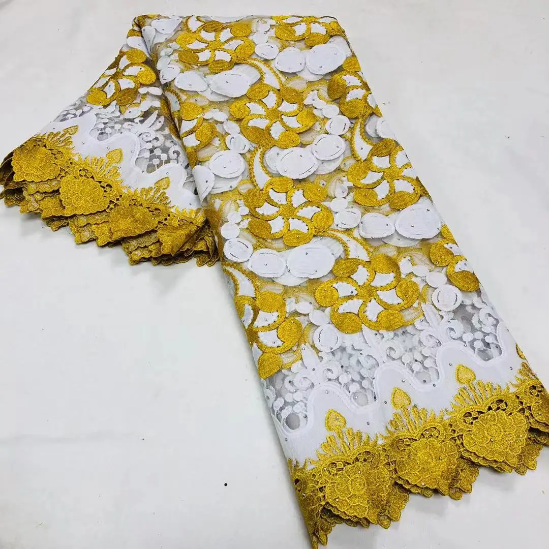 

2.5yards/pc small piece fabric High Quality Heavy African Lace Fabric Cotton Fabric Embroidery voile lace in switzerland african
