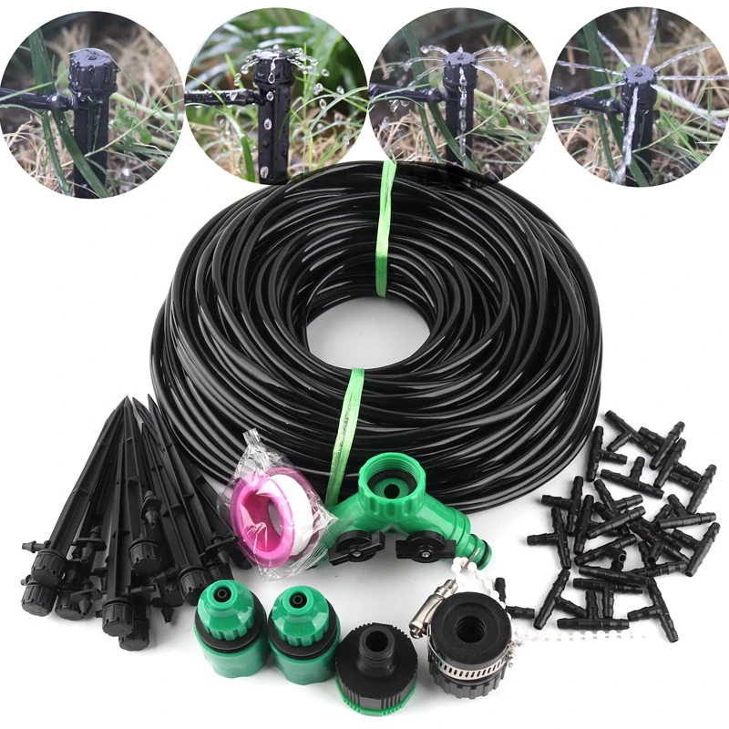 

10m~50m Watering Kits Black Adjustable Ground Insert Dripper Connect 4/7mm Hose Garden Greenhouse Irrigation Kits