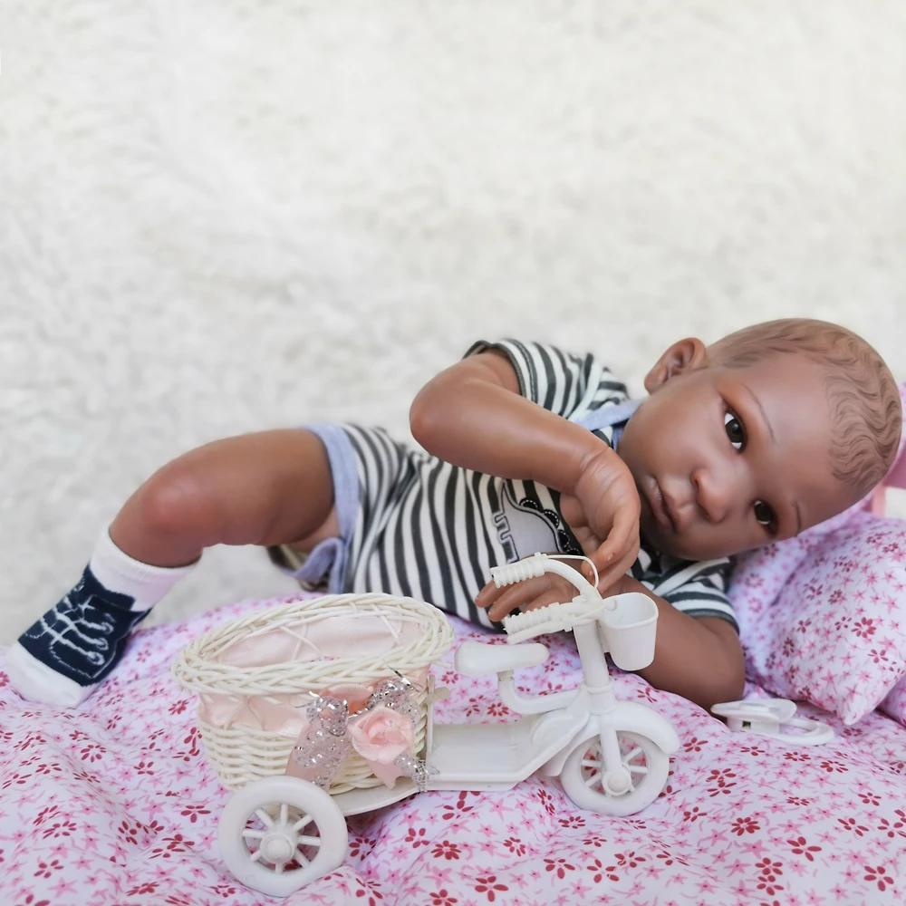 Черная африканская Кукла reborn 50 дюймов мягкая силиконовая кукла реалистичные