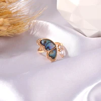 new butterfly wing ring fantasy crystal golden seashell butterfly ring ladies adjustable ring retro jewelry