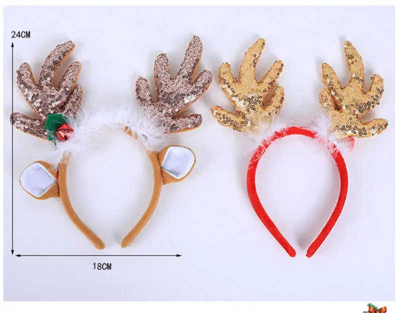 2019 Рождественская повязка на голову вечерние Декор двойной застежка головной