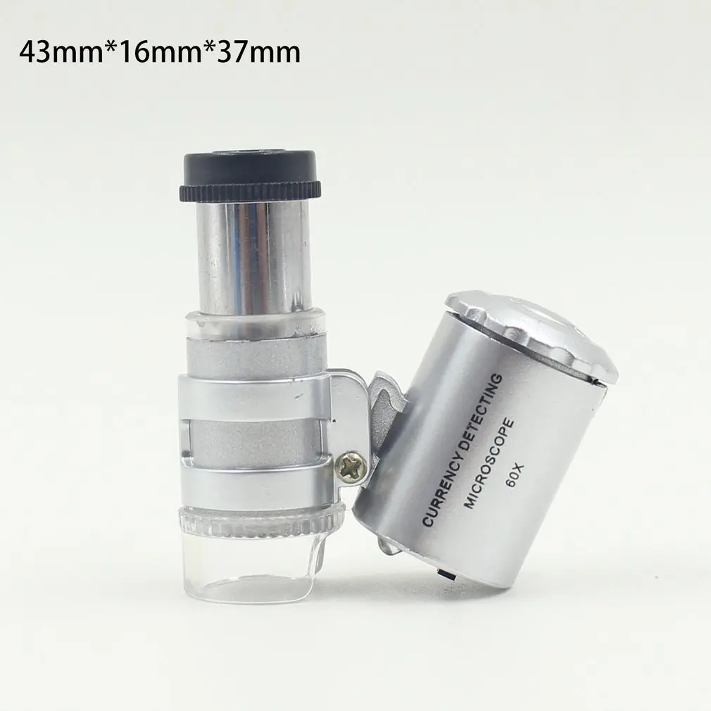 

Multifunctional Mini Portable Size 60X Handheld Microscope Loupe Currency Detecting with LED and UV Light