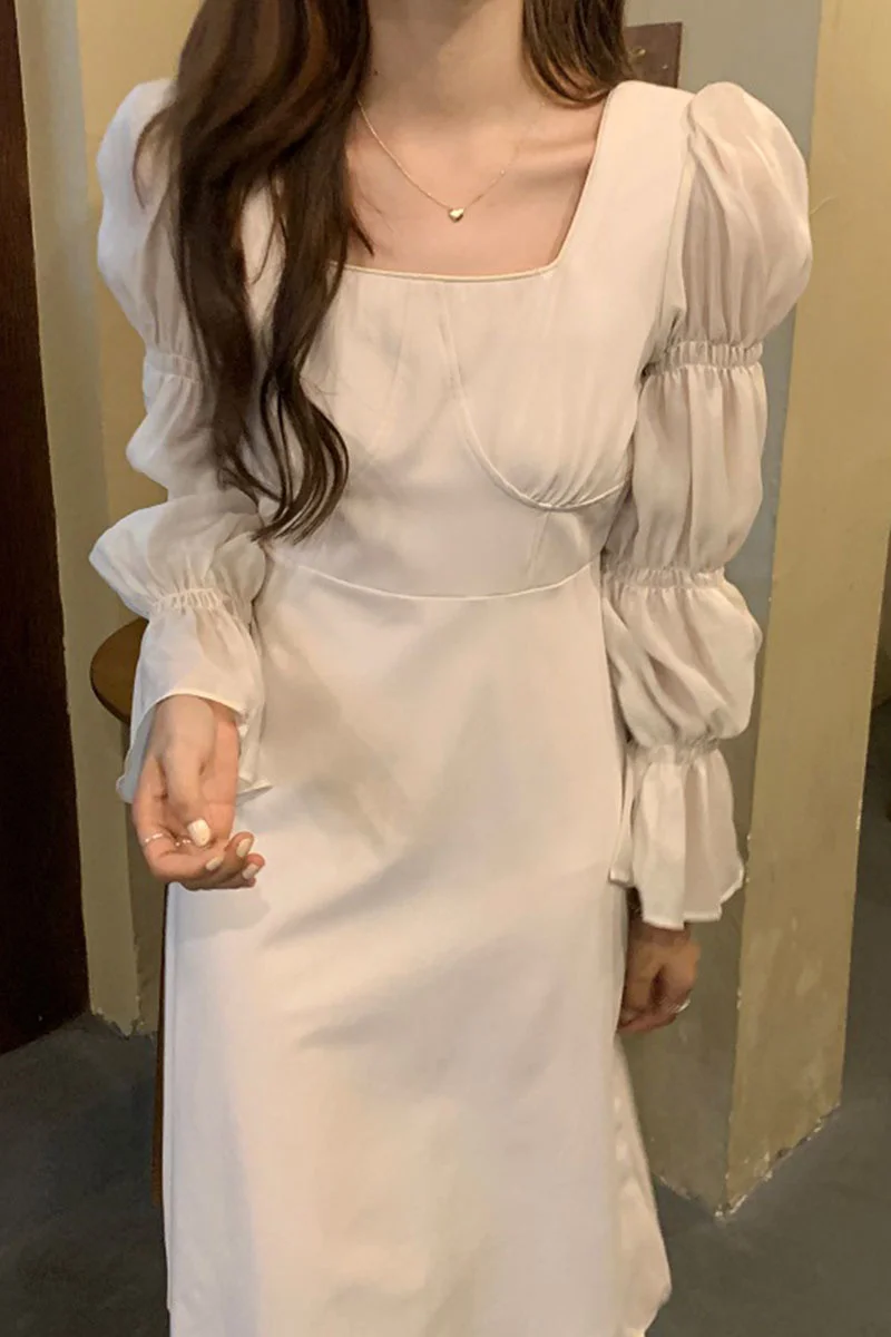 Корейское платье с длинным рукавом шикарное осеннее французское дворцового