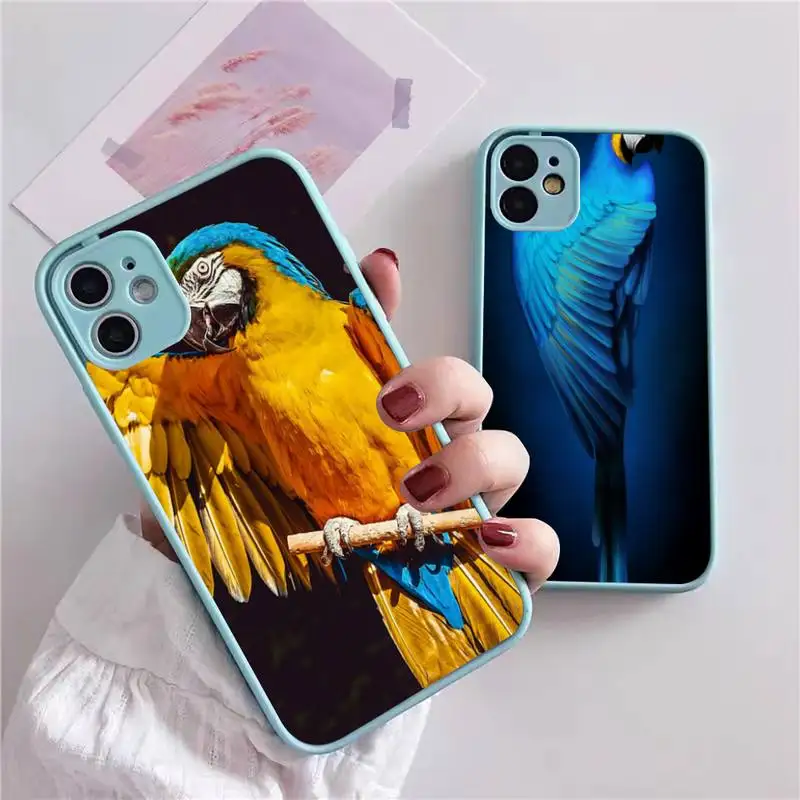 

Cartoon parrot Phone Case For iphone 13 12 11 xr xs x 7 8 pro max Light blue Soft TPU Silicone Clear Case Cover