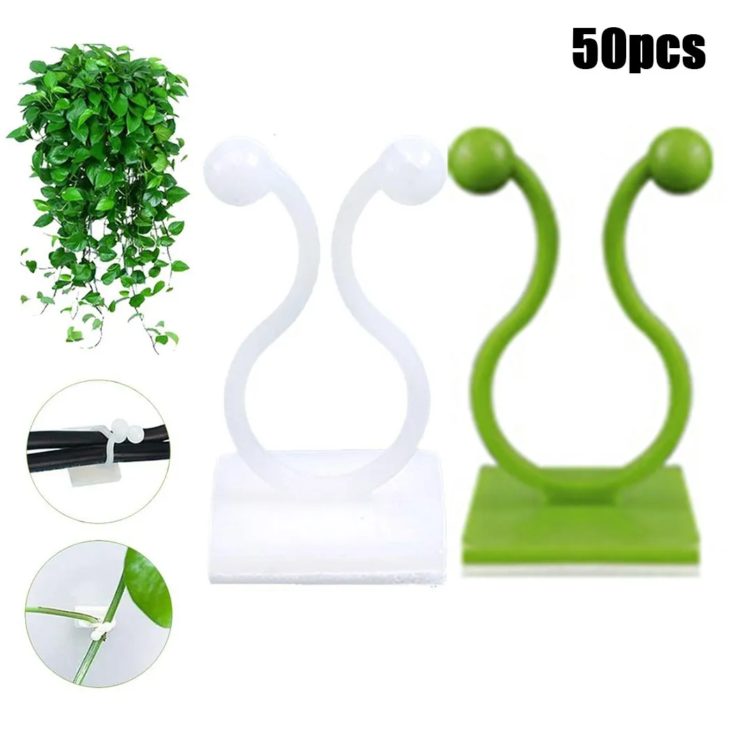 

50Pcs Invisible Plant Climbing Clips Bracket Wall Vine Fixture Wall Sticky Hook Holder Rattan Tied Fastener Garden Home Supplies