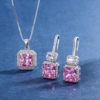 funmode new pink cubic zircon rhinestone for wedding bridal party jewelry sets accessories wholesale fs262