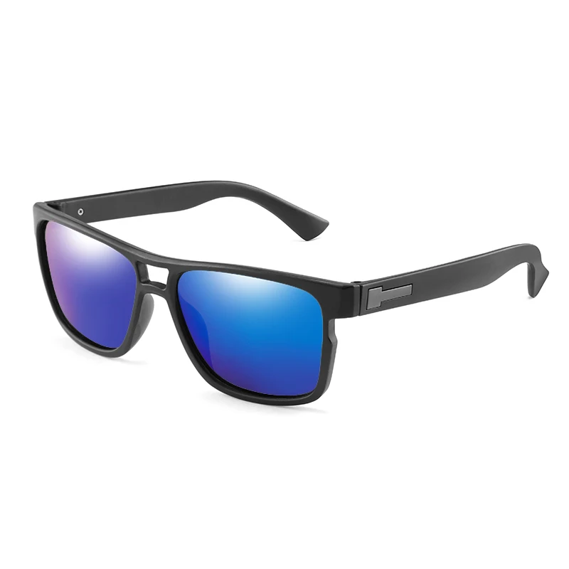 Black Blue Longkeperer поляризованные солнцезащитные очки мужские Квадратные Зеркальные Солнцезащитные очки для вождения брендовые дизайнерские ретро солнцезащитные очки для водителя UV400 очки - Цвет линз: Black Blue