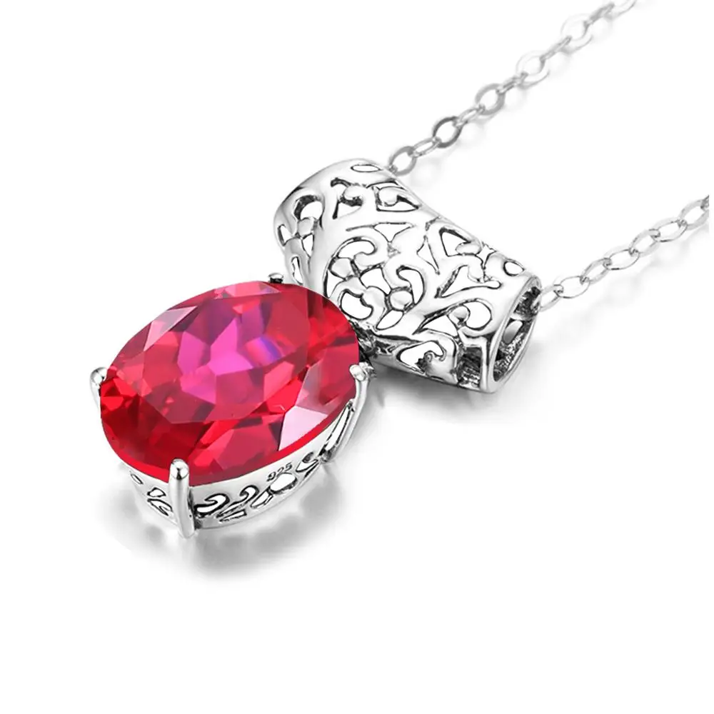 Серебро 925 Ювелирные наборы для ухода за кожей в подвески с рубинами женщин