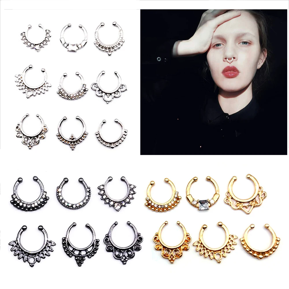 Женская заколка для тела разноцветное Винтажное кольцо пирсинга носа 15