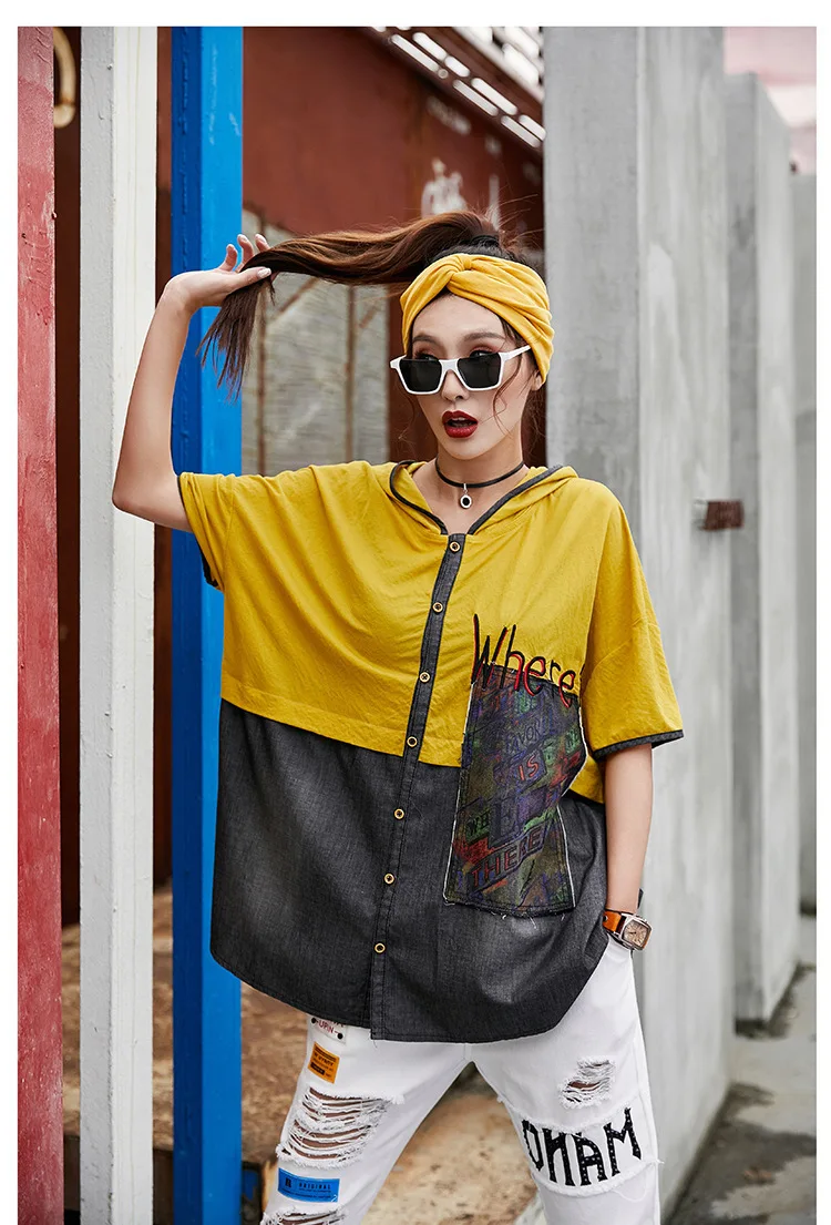 Max LuLu модные роскошные корейские стильные женские повседневные уличные джинсовые топы с капюшоном и блузки винтажные Лоскутные рубашки