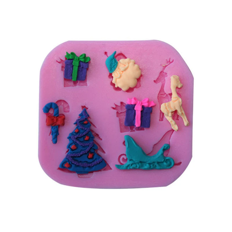 Новогодние ёлки формы для колоколов конфеты олени силиконовые Fondant (сахарная)