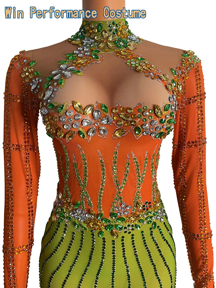 Модное женское боди Стразы большой эластичный костюм для ночного клуба бара