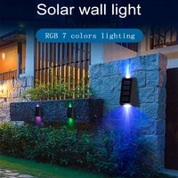 solar led light outdoor rgb wall lamp waterproof garden lighting motion sensor recharge double head porch decoration spotlight