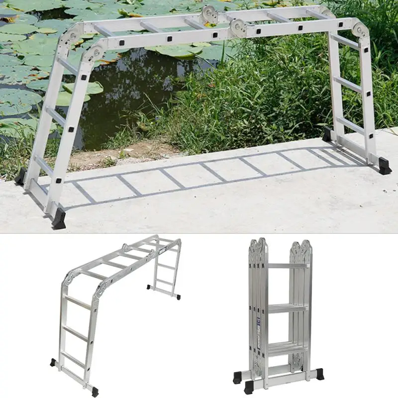 Retractable Straight Ladder 3.6m Ladders Foldable Telescopic Herringbone Ladder Stable Non-slip Home Construction Tool HWC