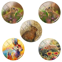 tafree 12mm15mm16mm18mm20mm25 mm handmade cute rabbit flower glass cabochons dome flat back diy jewelry findings tx758