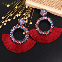 agustina tassel earrings for women fashion drop earrings jewelry earrings punk rhinestone red earring bohemian round earings